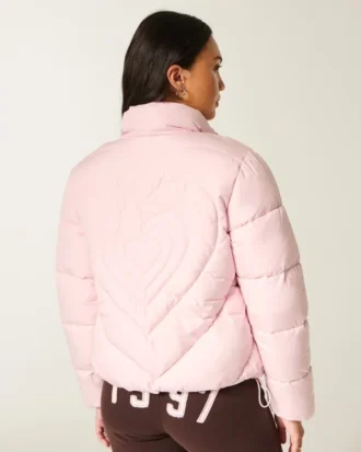 Gesteppte Pufferjacke mit Reißverschluss und Herz