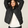Gesteppte Pufferjacke mit Reißverschluss und Herz