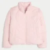 Gesteppte Pufferjacke mit Reißverschluss und Herz