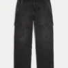 Gewaschene schwarze Baggy-Cargohose Gewaschene schwarze Baggy-Cargohose