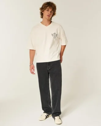 Gewaschene schwarze Baggy-Jeans
