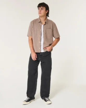 Gewaschene schwarze Baggy-Jeans