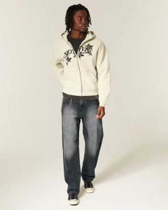 Gewaschene schwarze Baggy-Jeans