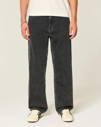 Gewaschene schwarze Baggy-Jeans