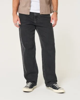 Gewaschene schwarze Baggy-Jeans