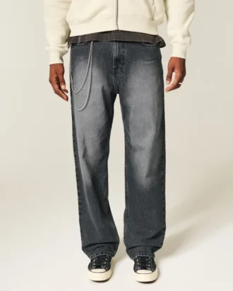 Gewaschene schwarze Baggy-Jeans