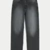Gewaschene schwarze Baggy-Jeans Gewaschene schwarze Baggy-Jeans