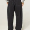 Gewaschene schwarze Baggy-Jeans mit Drachenmotiv