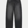 Gewaschene schwarze Baggy-Jeans mit Grafik Gewaschene schwarze Baggy-Jeans mit Grafik