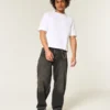 Gewaschene schwarze Baggy-Jeans mit Schlangenstickerei Gewaschene schwarze Baggy-Jeans mit Schlangenstickerei