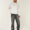 Gewaschene schwarze Baggy-Jeans mit Stern-Grafik