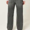 Gewaschene schwarze Baggy-Jeans mit Stern-Grafik