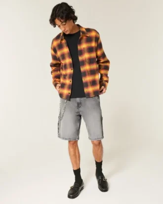 Gewaschene schwarze Denim-Baggy-Malershorts