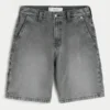 Gewaschene schwarze Denim-Baggy-Malershorts Gewaschene schwarze Denim-Baggy-Malershorts