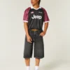 Gewaschene schwarze Denim-Halbhose Gewaschene schwarze Denim-Halbhose