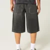 Gewaschene schwarze Denim-Halbhose Gewaschene schwarze Denim-Halbhose