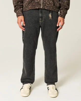 Gewaschene schwarze Loose Painter Jeans