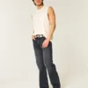 Gewaschene schwarze Relaxed Bootcut Jeans Gewaschene schwarze Relaxed Bootcut Jeans