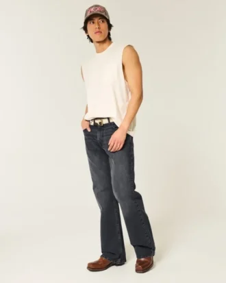 Gewaschene schwarze Relaxed Bootcut Jeans Gewaschene schwarze Relaxed Bootcut Jeans