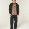Gewaschene schwarze Skater-Baggy-Jeans mit Nähten