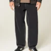 Gewaschene schwarze Skater-Baggy-Jeans mit Nähten