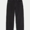 Gewaschene schwarze Skater-Baggy-Jeans mit Nähten