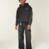Gewaschene schwarze Super-Baggy-Cargo-Jeans Gewaschene schwarze Super-Baggy-Cargo-Jeans
