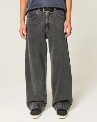 Gewaschene schwarze Super-Baggy-Jeans