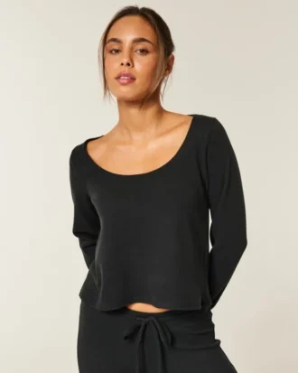 Gilly Hicks Always Cozy Waffle Langarm-Shirt mit Rundhalsausschnitt