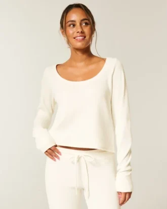 Gilly Hicks Always Cozy Waffle Langarm-Shirt mit Rundhalsausschnitt