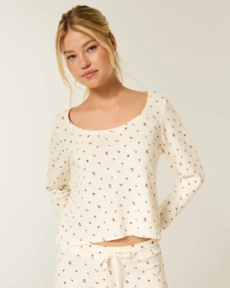Gilly Hicks Always Cozy Waffle Langarm-Shirt mit Rundhalsausschnitt