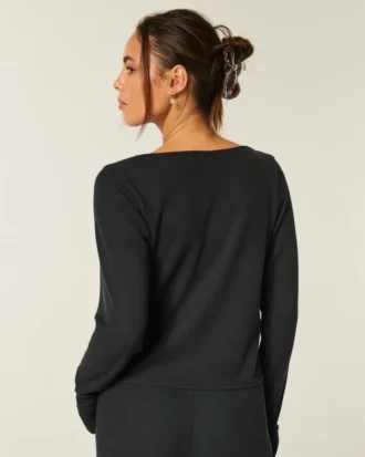 Gilly Hicks Always Cozy Waffle Langarm-Shirt mit Rundhalsausschnitt