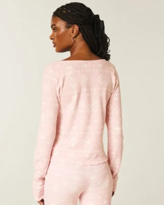 Gilly Hicks Always Cozy Waffle Langarm-Shirt mit Rundhalsausschnitt