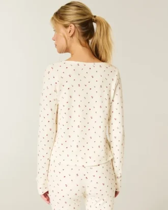 Gilly Hicks Always Cozy Waffle Langarm-Shirt mit Rundhalsausschnitt