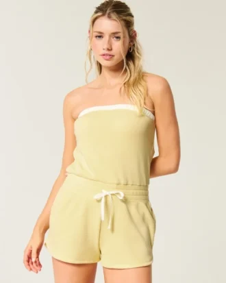 Gilly Hicks Bequemer trägerloser Waffel-Onesie Gilly Hicks Bequemer trägerloser Waffel-Onesie
