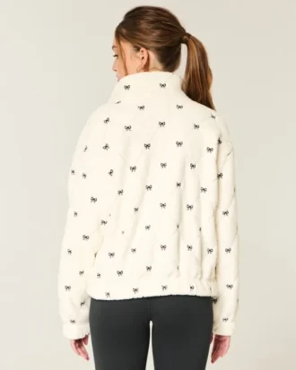 Gilly Hicks Besticktes Sherpa-Sweatshirt mit Reißverschluss