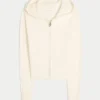 Gilly Hicks Kapuzenpullover mit Reißverschluss und Zopfmuster
