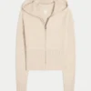 Gilly Hicks Kapuzenpullover mit Reißverschluss und Zopfmuster