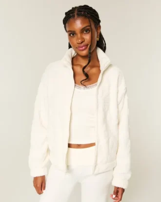 Gilly Hicks Sherpa-Sweatshirt mit Reißverschluss