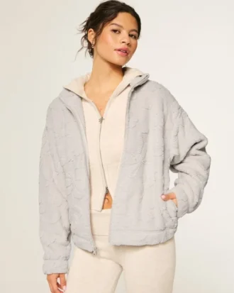 Gilly Hicks Sherpa-Sweatshirt mit Reißverschluss