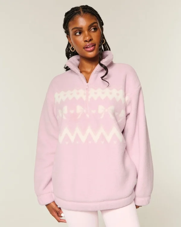 Gilly Hicks Sherpa-Sweatshirt mit Viertelreißverschluss Gilly Hicks Sherpa-Sweatshirt mit Viertelreißverschluss