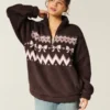 Gilly Hicks Sherpa-Sweatshirt mit Viertelreißverschluss Gilly Hicks Sherpa-Sweatshirt mit Viertelreißverschluss