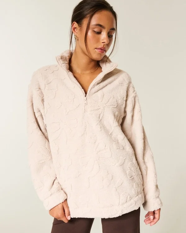 Gilly Hicks Sherpa-Sweatshirt mit Viertelreißverschluss Gilly Hicks Sherpa-Sweatshirt mit Viertelreißverschluss