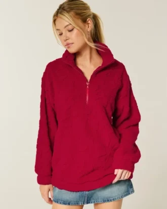 Gilly Hicks Sherpa-Sweatshirt mit Viertelreißverschluss