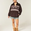 Gilly Hicks Sherpa-Sweatshirt mit Viertelreißverschluss Gilly Hicks Sherpa-Sweatshirt mit Viertelreißverschluss