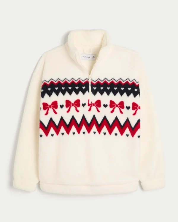 Gilly Hicks Sherpa-Sweatshirt mit Viertelreißverschluss Gilly Hicks Sherpa-Sweatshirt mit Viertelreißverschluss