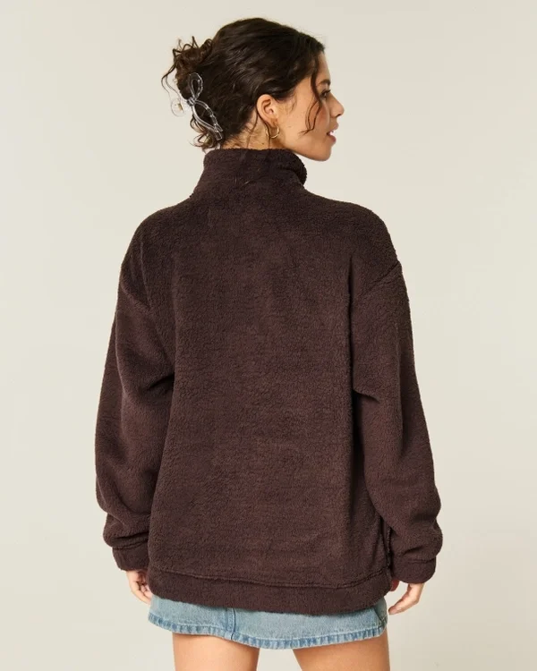 Gilly Hicks Sherpa-Sweatshirt mit Viertelreißverschluss Gilly Hicks Sherpa-Sweatshirt mit Viertelreißverschluss