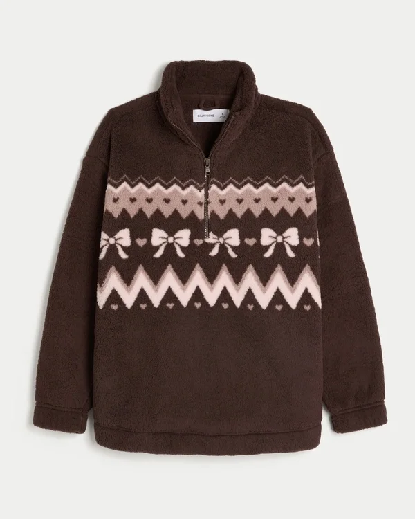 Gilly Hicks Sherpa-Sweatshirt mit Viertelreißverschluss Gilly Hicks Sherpa-Sweatshirt mit Viertelreißverschluss