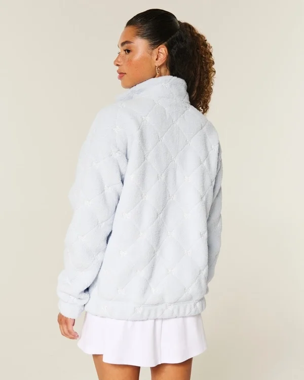 Gilly Hicks Sweatshirt mit Schleifenstickerei und Sherpa-Futter, Viertelreißverschluss Gilly Hicks Sweatshirt mit Schleifenstickerei und Sherpa-Futter, Viertelreißverschluss
