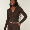 Gilly Hicks Sweatshirt mit Zip-Up-Kapuze und gewelltem Saum Gilly Hicks Sweatshirt mit Zip-Up-Kapuze und gewelltem Saum